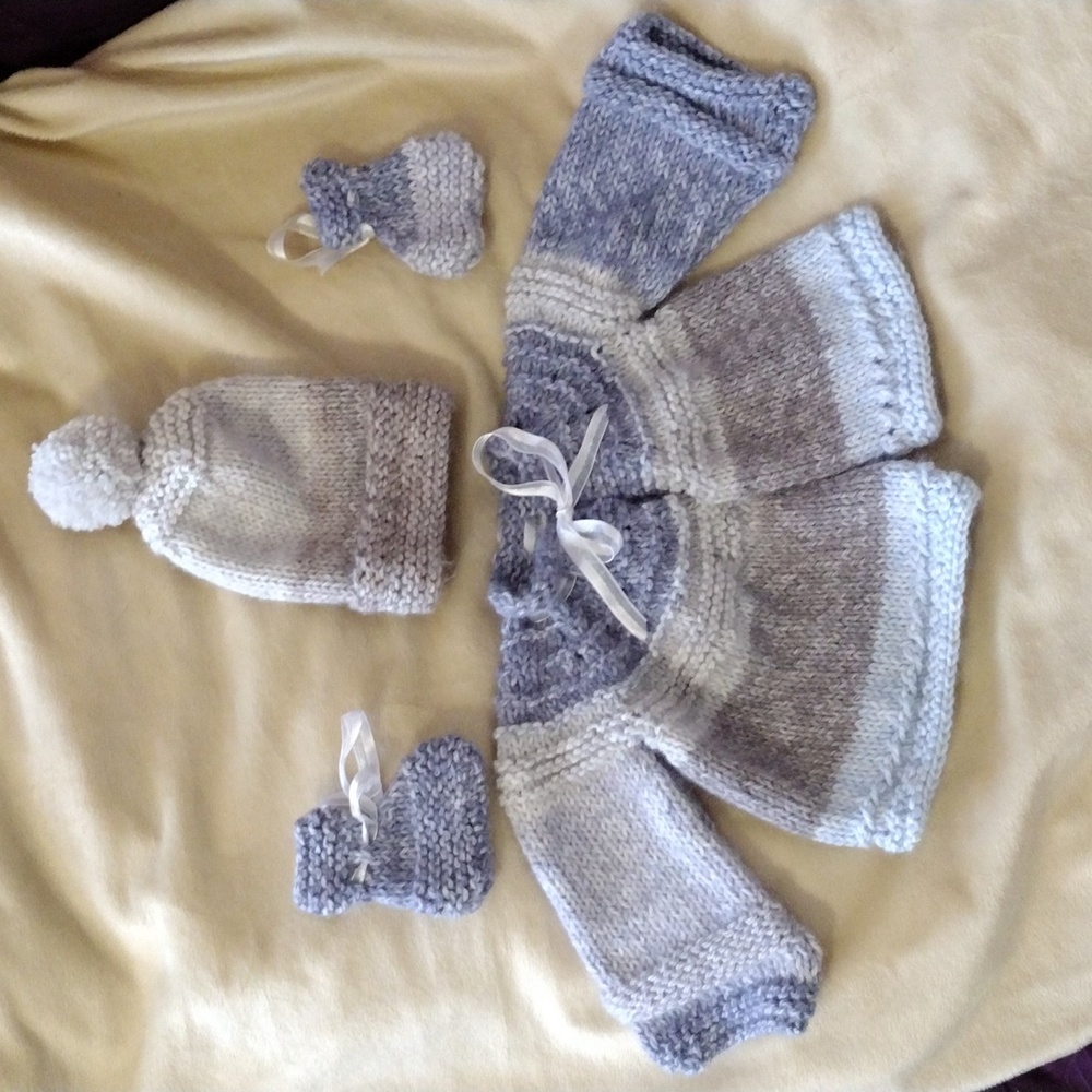 3 pc. Baby Sweater Set Handmade